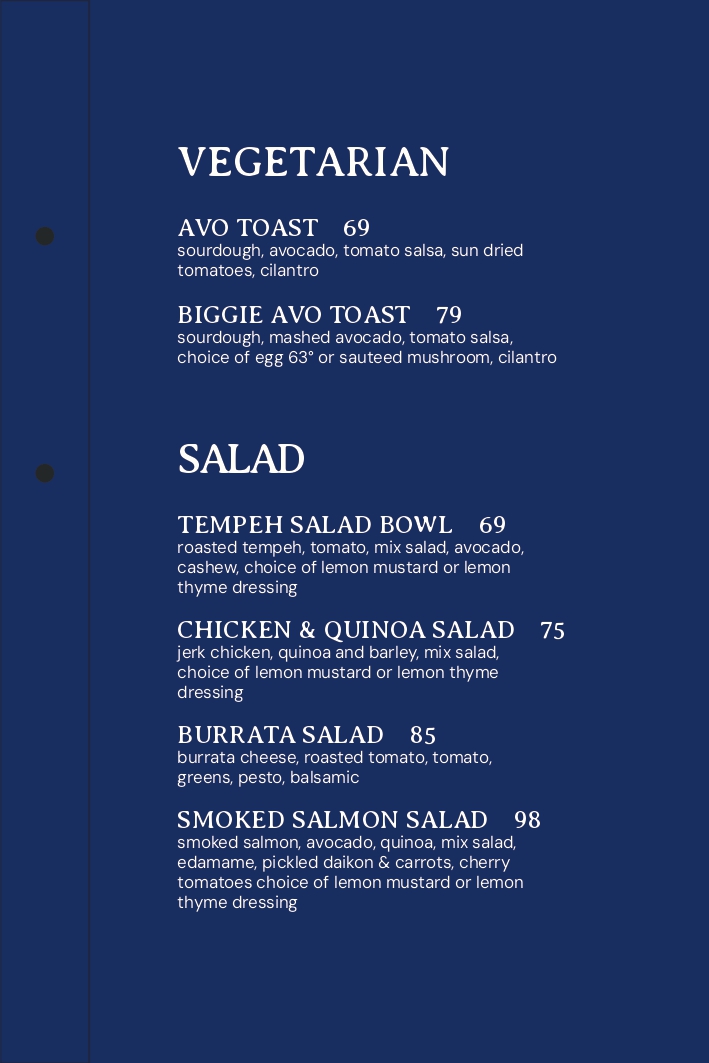 Healthy food menu bali