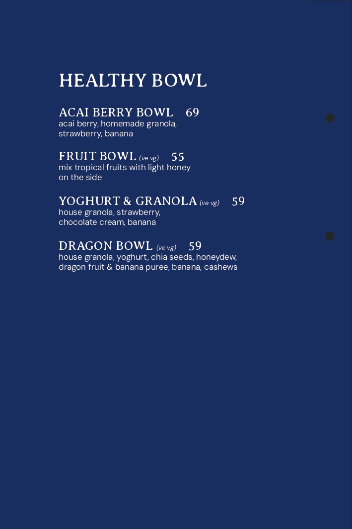 Healthy food menu bali