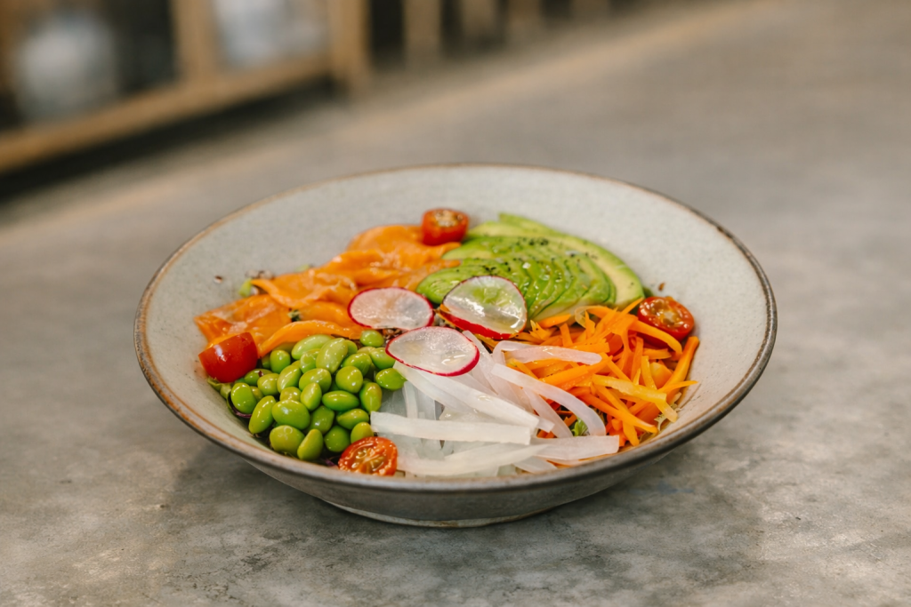 smoked salmon salad bowl signature breakfast dish at Flock Bali Ubud